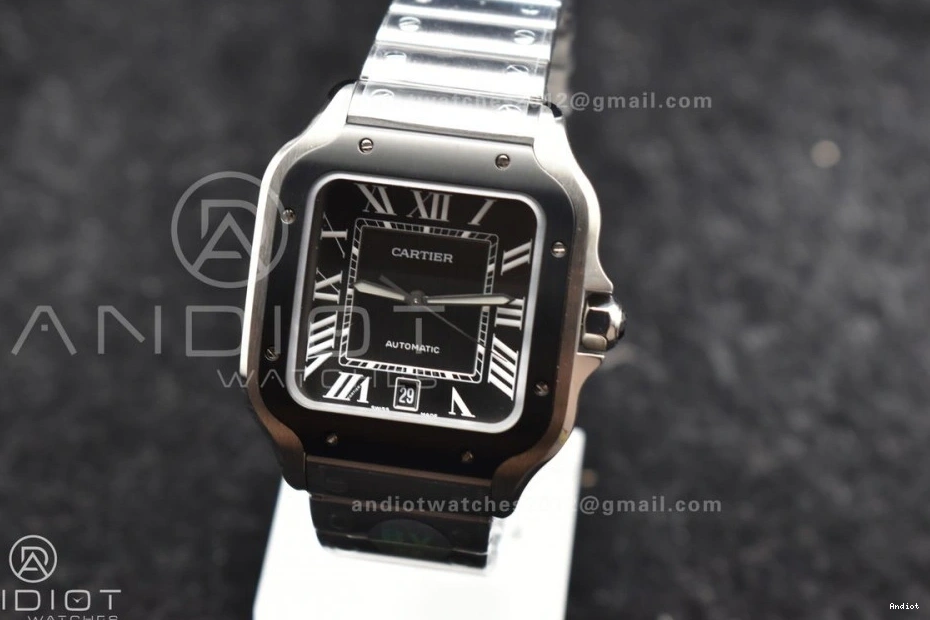 MIYOTA Black de Best SS 1:1 Santos Edition Dial on Cartier BVF SS Gray Bracelet 40mm Bezel 9015 0401